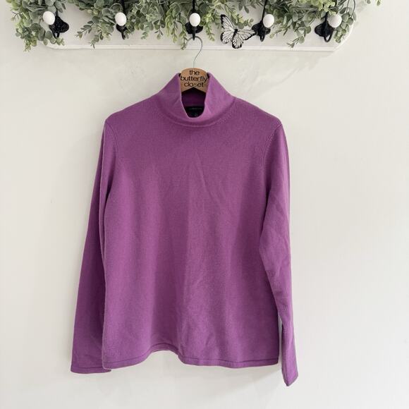 Lands End Cashmere Purple Mock Neck Sweater Large ff1620 - Picture 1 of 4